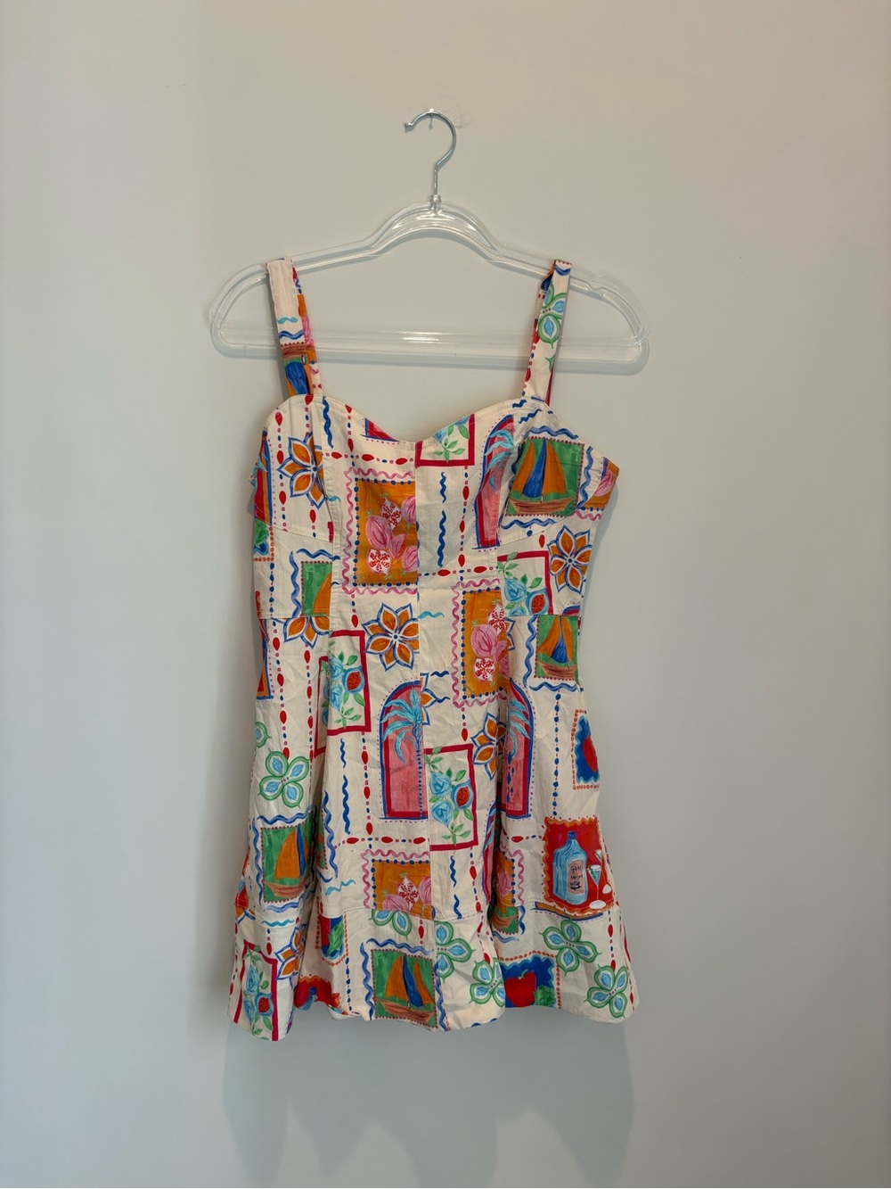 Avec Les Filles White Multicolor Patchwork Mini Dress